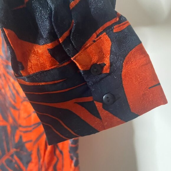 Zara blouse button down red black size S long sleeve satin feel NWT - Picture 4 of 6